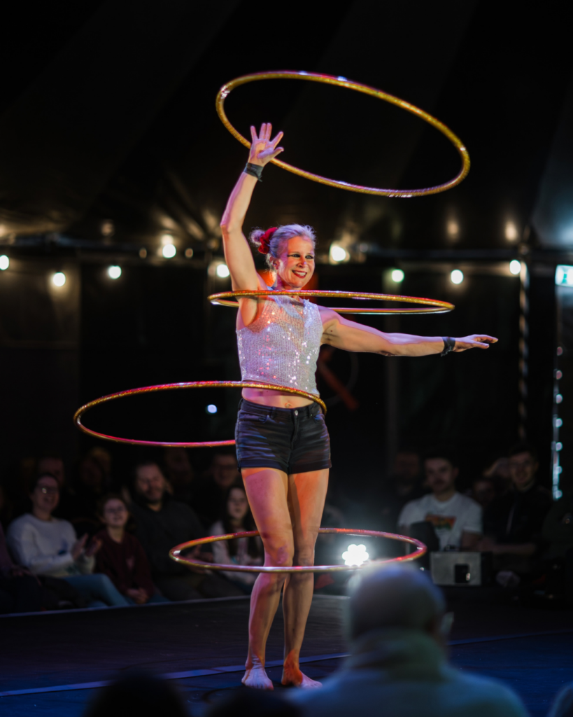 Tina on stage at Winter Circus Belfast